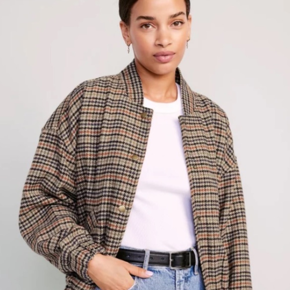 Houndstooth bomber jacket
